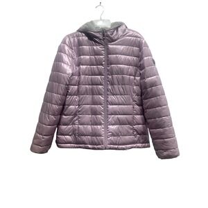 Andrew‎ Marc Women's Puffer Jacket L Reversible Faux Fur Hooded Lightweight Coat